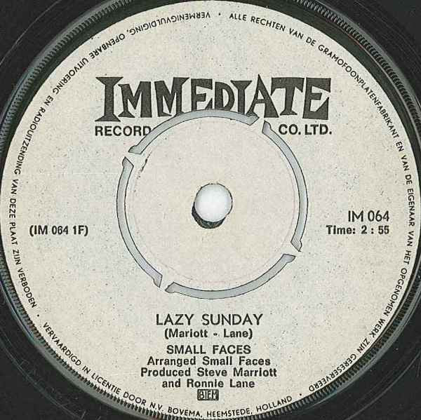 Small Faces : Lazy Sunday / Rollin' Over (7",45 RPM,Single)