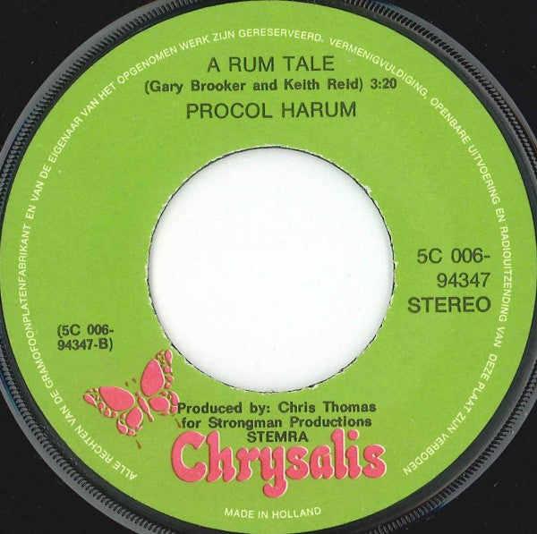 Procol Harum : Grand Hotel / A Rum Tale (7",45 RPM,Single,Stereo)