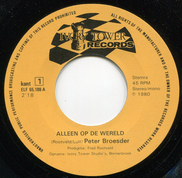 Peter Broesder : Alleen Op De Wereld / Eenzame Nachten (7")