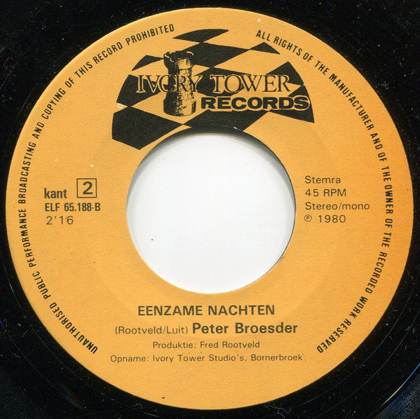 Peter Broesder : Alleen Op De Wereld / Eenzame Nachten (7")