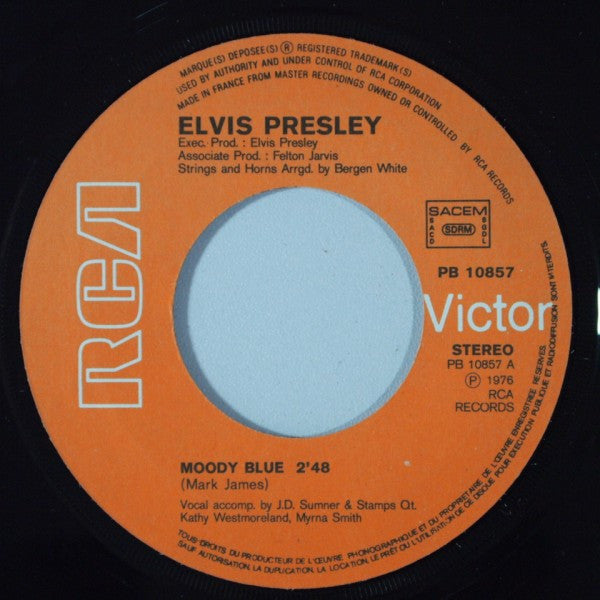 Elvis Presley : Moody Blue (7",45 RPM,Single,Stereo)