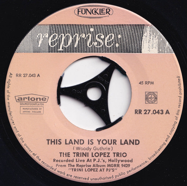 Trini Lopez : This Land Is Your Land / Cielito Lindo (7",45 RPM,Single)