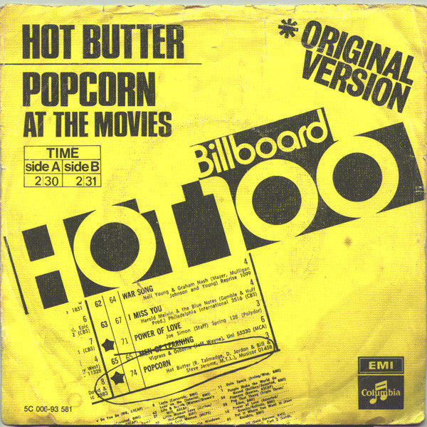 Hot Butter : Popcorn (7",45 RPM,Single,Stereo)