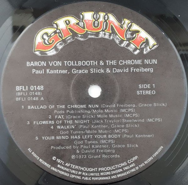 Paul Kantner, Grace Slick & David Freiberg : Baron Von Tollbooth & The Chrome Nun (LP,Album,Reissue)
