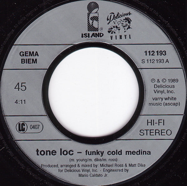 Tone Loc : Funky Cold Medina (7",45 RPM,Single,Stereo)