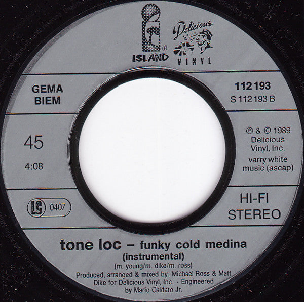 Tone Loc : Funky Cold Medina (7",45 RPM,Single,Stereo)