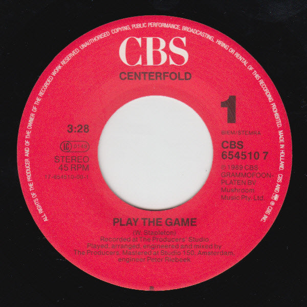 Centerfold : Play The Game (7",45 RPM,Single,Stereo)