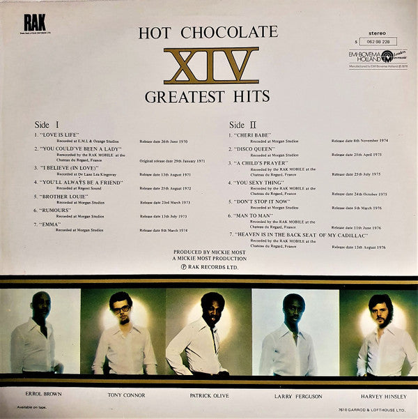 Hot Chocolate : XIV Greatest Hits (LP,Compilation,Stereo)