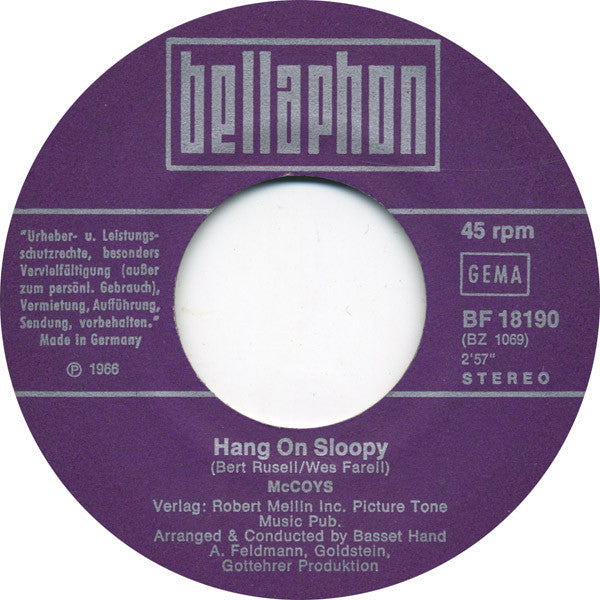 McCoys, The : Hang On Sloopy / Fever (7",Single,45 RPM,Reissue)