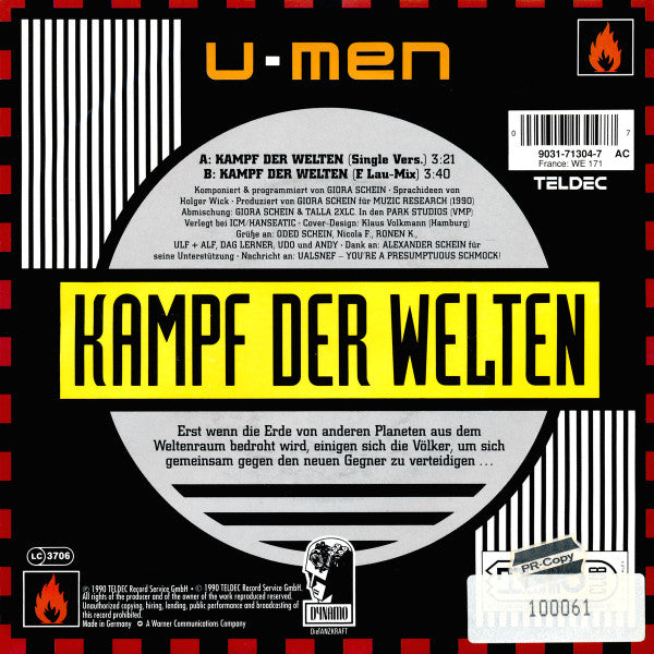 U-Men : Kampf Der Welten (7",45 RPM,Single,Stereo)