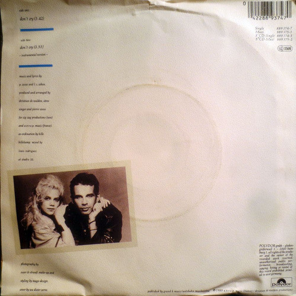 Pierre Cosso & Nikka Costa : Don't Cry (7",45 RPM,Single,Stereo)