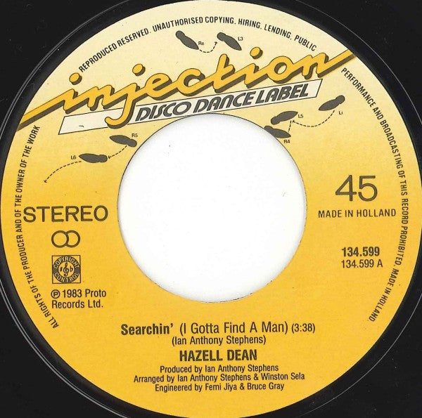 Hazell Dean : Searchin' (I Gotta Find A Man) (7",45 RPM,Single,Stereo)