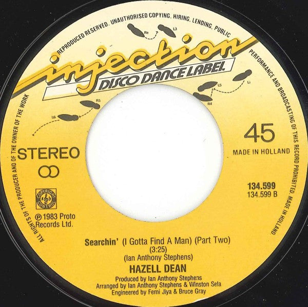 Hazell Dean : Searchin' (I Gotta Find A Man) (7",45 RPM,Single,Stereo)