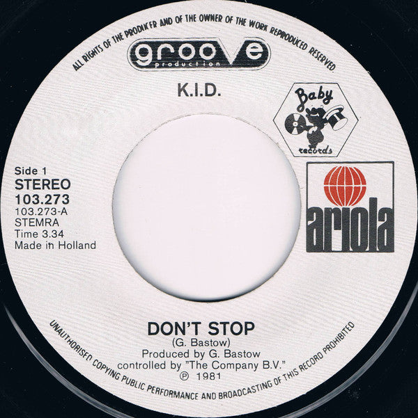K.i.D. : Don't Stop (7",45 RPM,Single)