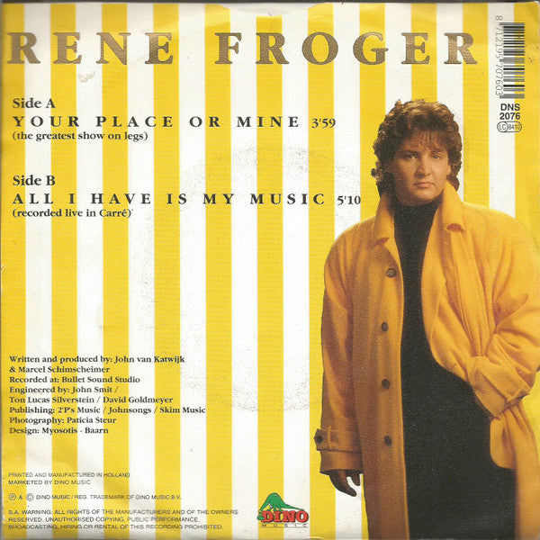 René Froger : Your Place Or Mine (7",45 RPM,Single,Stereo)