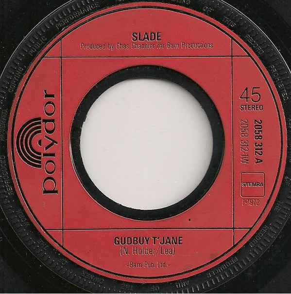 Slade : Gudbuy T' Jane (7",45 RPM,Single)
