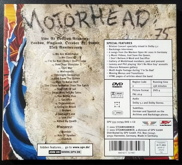 Motörhead : 25 & Alive  "Boneshaker" (DVD-V, PAL + CD, Album + Dig)