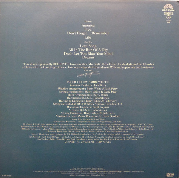 Barry White : Dedicated (LP,Album)