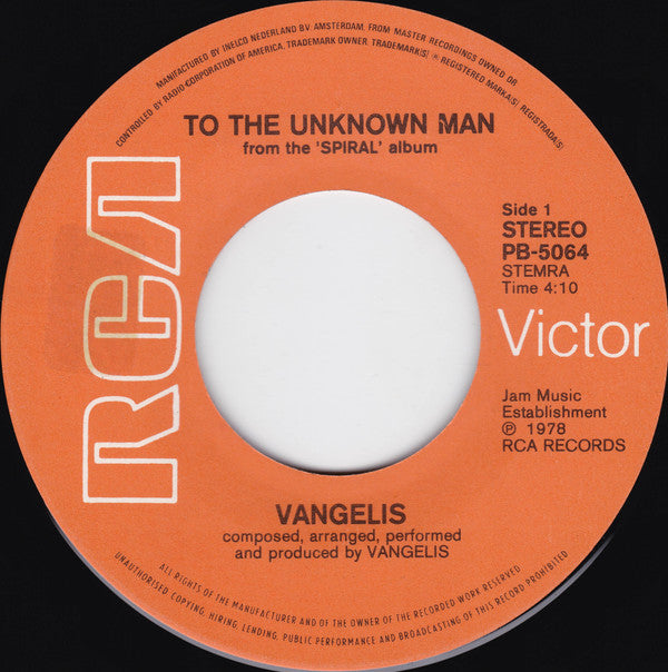 Vangelis : To The Unknown Man (7",45 RPM,Single)