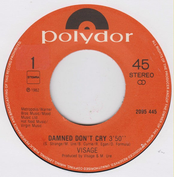 Visage : The Damned Don't Cry (7",Single,45 RPM)