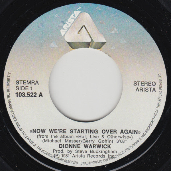 Dionne Warwick : Now We're Starting Over Again (7")
