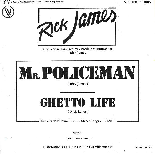 Rick James : Mr. Policeman (7",45 RPM,Single)