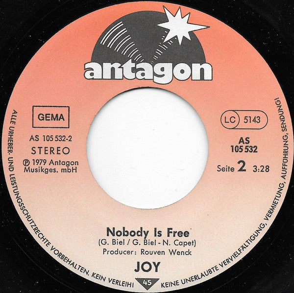 Joy (32) : Mr. Cool / Nobody Is Free (7",Single)