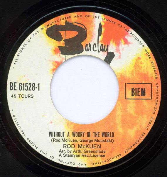 Rod McKuen : Without A Worry In The World / The Voyeur (7",45 RPM,Single)