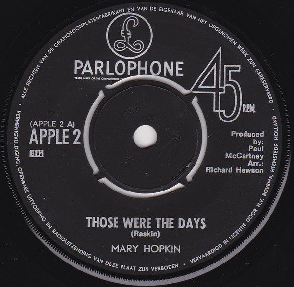 Mary Hopkin : Those Were The Days (7",45 RPM,Single)