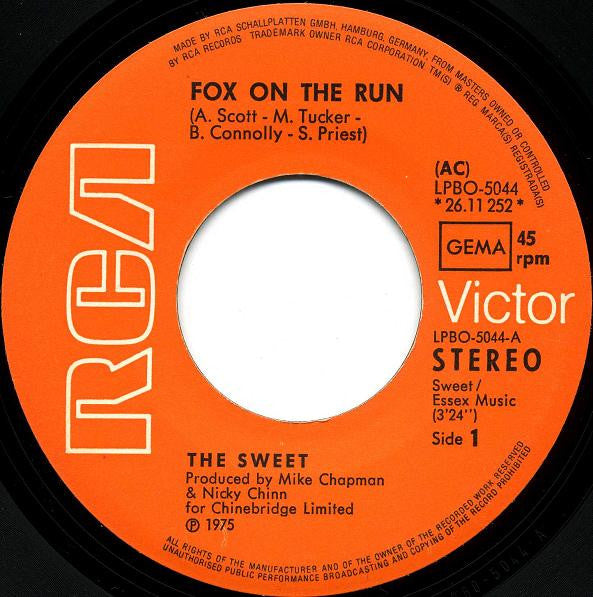 The Sweet : Fox On The Run (7",45 RPM,Single,Stereo)