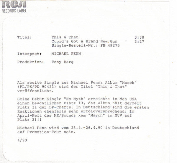 Michael Penn : This & That (7",45 RPM,Single,Stereo)