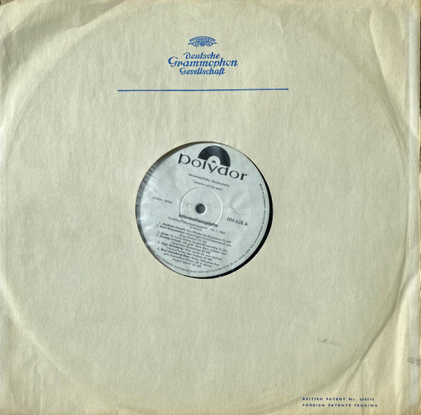 Various : Informationsplatte Veröffentlichungsprogramm - 13.1.1965 U-Musik (LP,Compilation,Promo)