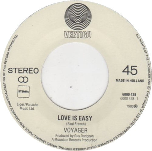 Voyager (15) : Sing Out - Love Is Easy (7",45 RPM,Single)