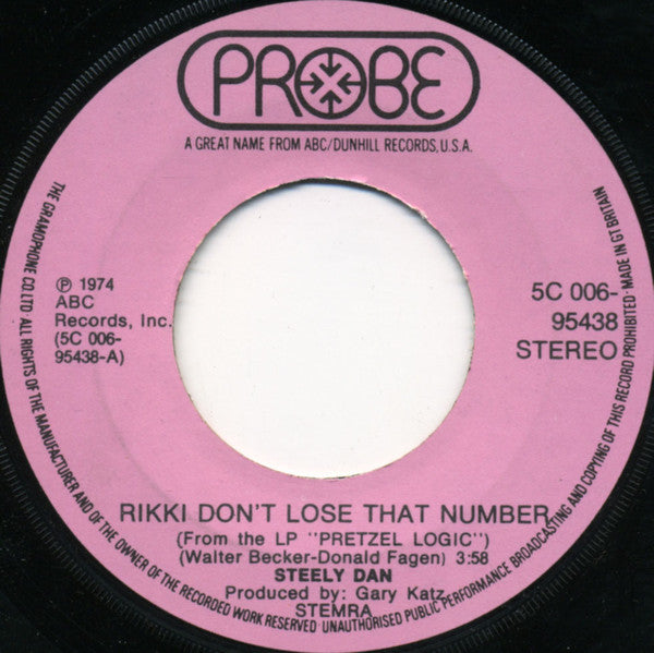 Steely Dan : Rikki Don't Lose That Number (7",Single,45 RPM)