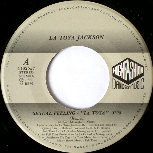 La Toya Jackson : Sexual Feeling (7",45 RPM,Stereo)