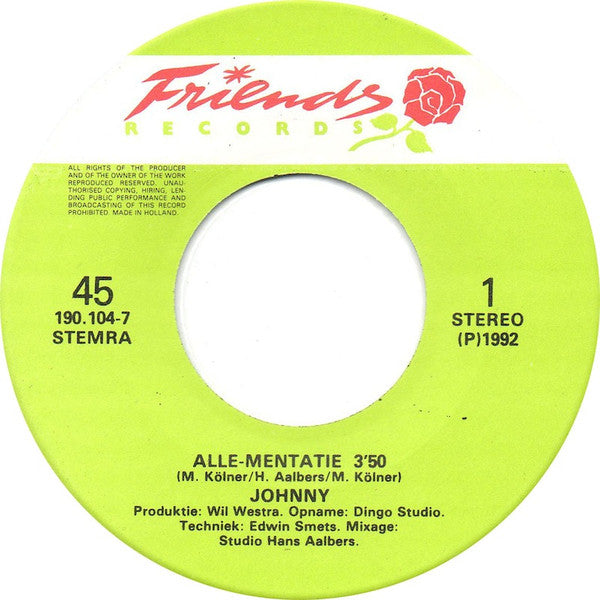 Johnny (4) : Alie-Mentatie (7",45 RPM,Single)