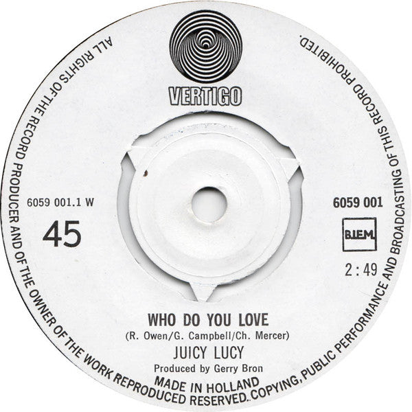 Juicy Lucy : Who Do You Love (7",45 RPM,Single)