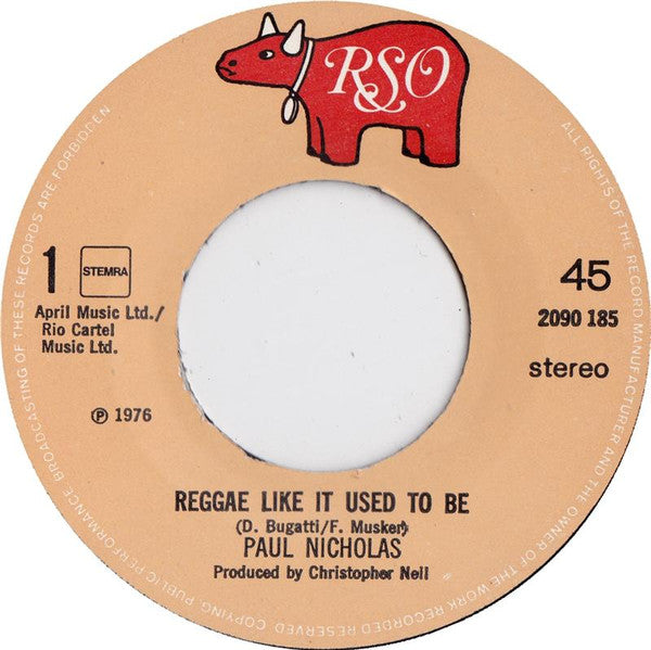 Paul Nicholas : Reggae Like It Used To Be (7",45 RPM,Single)