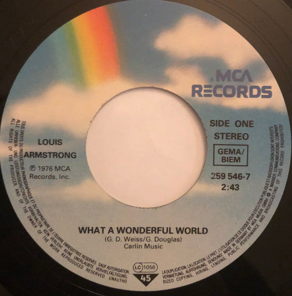 Louis Armstrong : What A Wonderful World / Cabaret (Single,7",45 RPM,Stereo,Reissue)