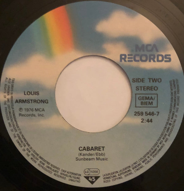 Louis Armstrong : What A Wonderful World / Cabaret (Single,7",45 RPM,Stereo,Reissue)