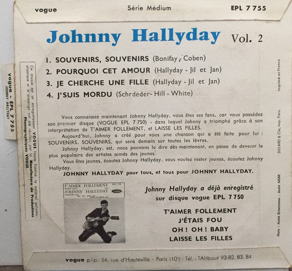 Johnny Hallyday : Souvenirs, Souvenirs (7",45 RPM,EP)