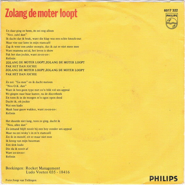 Peter Koelewijn & Zijn Rockets : Zolang De Moter Loopt (7",45 RPM,Single)