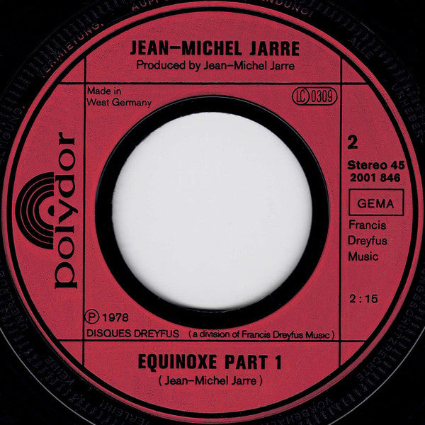 Jean-Michel Jarre : Equinoxe (7",45 RPM,Single,Stereo)