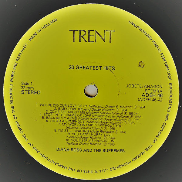 Diana Ross And Supremes, The : 20 Greatest Hits (LP,Compilation)