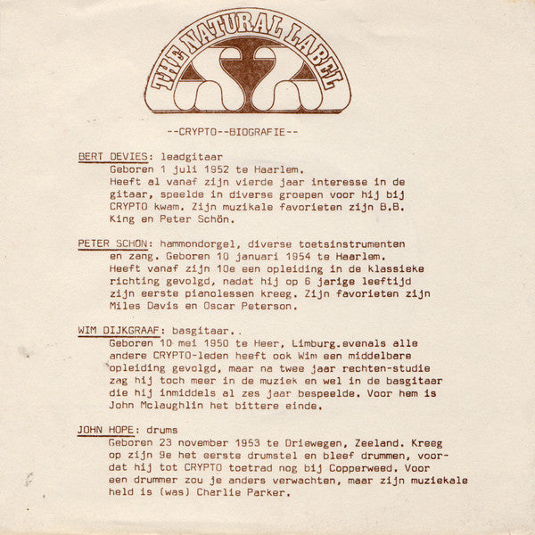 Crypto (2) : Labyrinth / Jazztime (7",45 RPM)