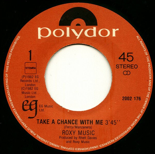 Roxy Music : Take A Chance With Me (7",Single,45 RPM)