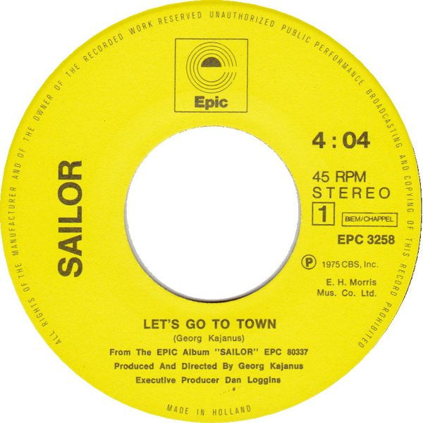 Sailor : Let's Go To Town (7",45 RPM)