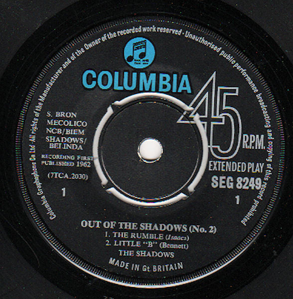 Shadows, The : Out Of The Shadows  (No. 2) (7",EP,Mono,45 RPM)