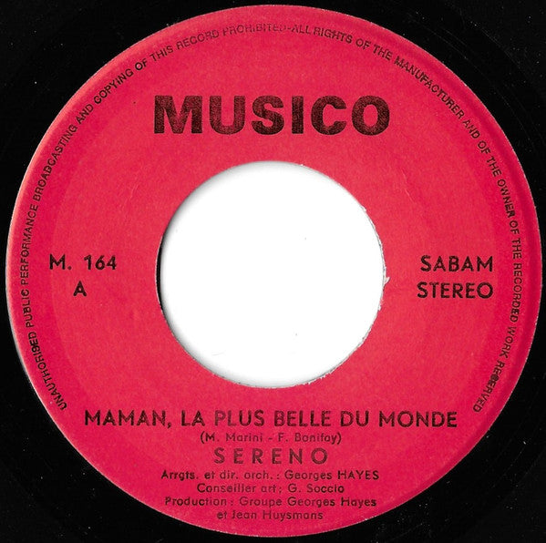 Sereno (7) : Maman, La Plus Belle Du Monde (7",45 RPM,Stereo)