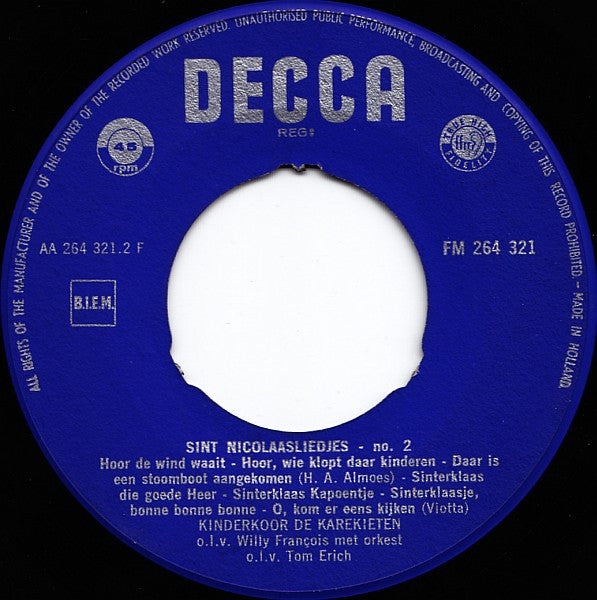 Kinderkoor De Karekieten : Sint Nicolaas Met De Karekieten (7",45 RPM)